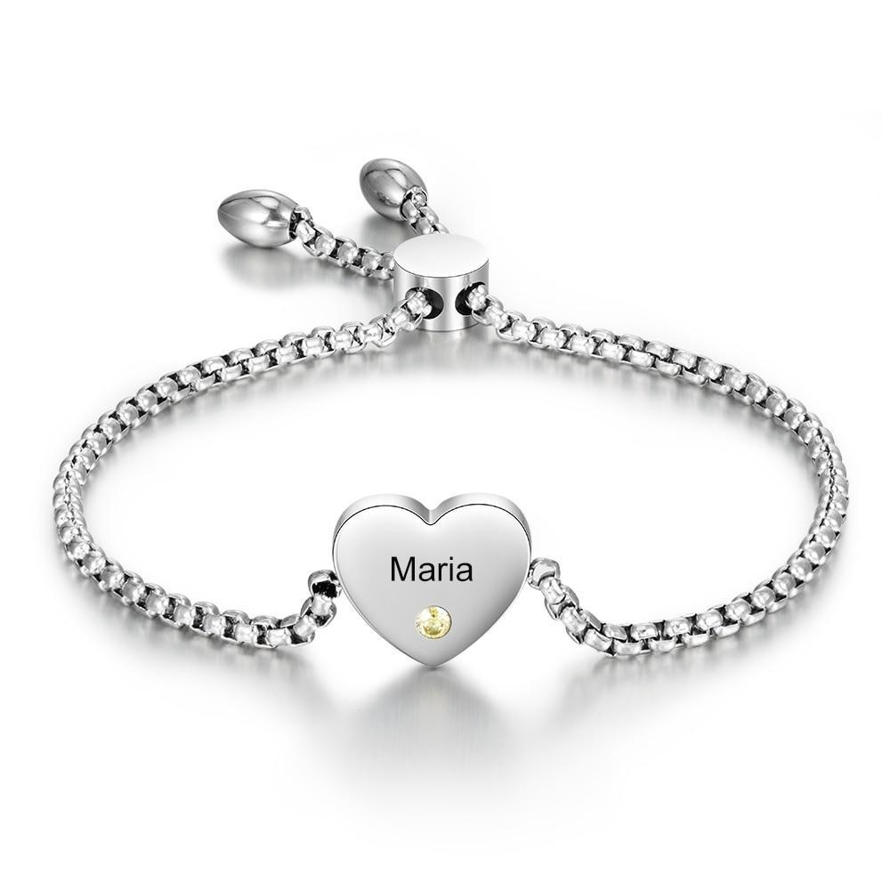 Buy Personalized Heart Bracelet in Sterling Silver, Memorial Heart Bracelet,  Name Bracelet, Personalized Bracelet, Love Heart, Valentine's Heart Online  in India - Etsy